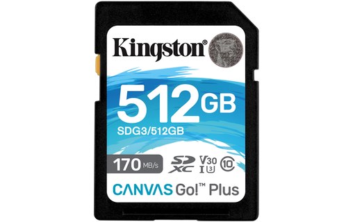 Carte SDXC Kingston Canvas Go Plus 512 Go, UHS-I, V30