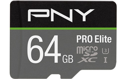 Carte microSDXC PNY PRO Elite 64 Go avec adaptateur SD, UHS-I
