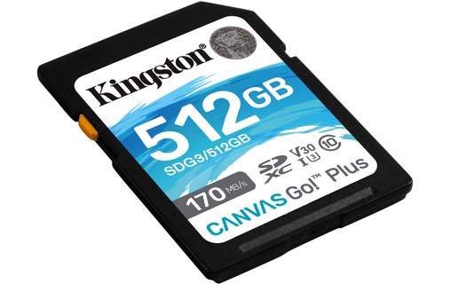 Carte SDXC Kingston Canvas Go Plus 512 Go, UHS-I, V30