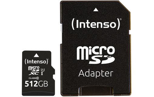 Carte microSDXC Intenso 3423493 512 Go avec adaptateur SD, UHS-I