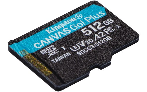 Carte microSDXC Kingston Canvas Go Plus 512 Go avec adaptateur SD, UHS-I, V30