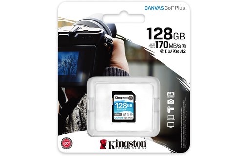 Carte SDXC Kingston Canvas Go Plus 128 Go, UHS-I, V30