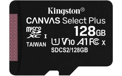 Carte microSDXC Kingston Canvas Select Plus 128 Go avec adaptateur SD, UHS-I