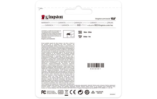 Lot de 3 cartes microSDXC Kingston Canvas Select Plus 64 Go avec adaptateur SD