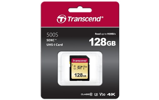 Carte SDXC Transcend SDC500S 128 Go, UHS-I, V30