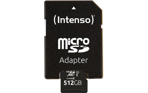 Carte microSDXC Intenso 3423493 512 Go avec adaptateur SD, UHS-I