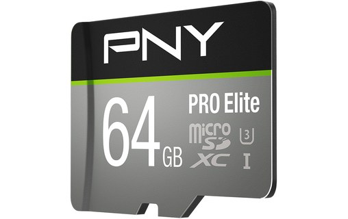 Carte microSDXC PNY PRO Elite 64 Go avec adaptateur SD, UHS-I