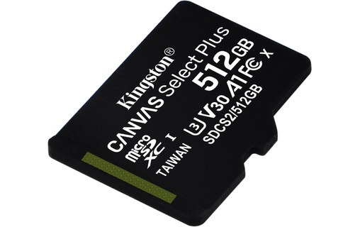 Carte microSDXC Kingston Canvas Select Plus 512 Go avec adaptateur SD, UHS-I