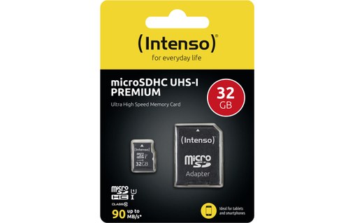 Carte microSDHC Intenso 3423480 32 Go avec adaptateur SD, UHS-I