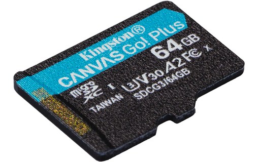 Carte microSDXC Kingston Canvas Go Plus 64 Go, UHS-I, V30