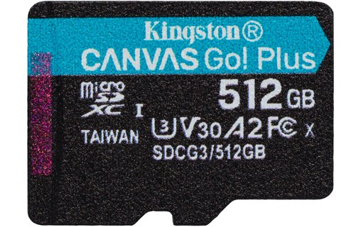 Carte microSDXC Kingston Canvas Go Plus 512 Go avec adaptateur SD, UHS-I, V30