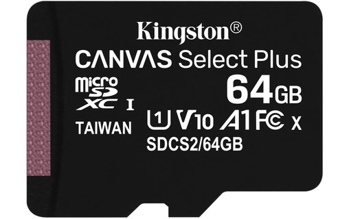 Lot de 3 cartes microSDXC Kingston Canvas Select Plus 64 Go avec adaptateur SD