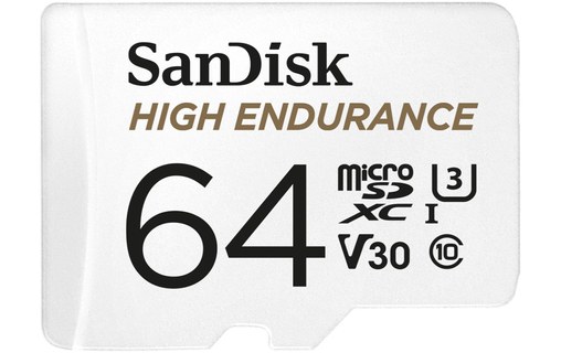 Carte microSDXC SanDisk High Endurance 64 Go avec adaptateur SD, UHS-I, V30