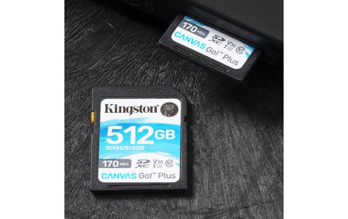 Carte SDXC Kingston Canvas Go Plus 512 Go, UHS-I, V30