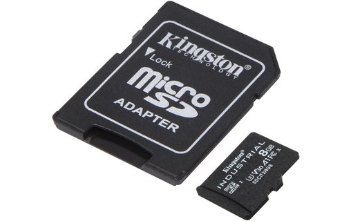 Carte microSDHC Kingston Industrial 8 Go avec adaptateur SD, UHS-I, V30