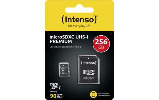 Carte microSDXC Intenso 3423492 256 Go avec adaptateur SD, UHS-I