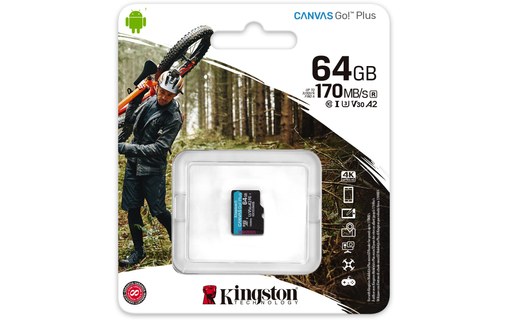 Carte microSDXC Kingston Canvas Go Plus 64 Go, UHS-I, V30