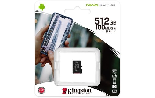 Carte microSDXC Kingston Canvas Select Plus 512 Go, UHS-I, V30