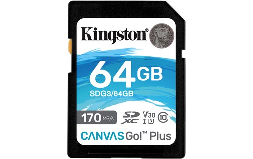 Carte SDXC Kingston Canvas Go Plus 64 Go, UHS-I, V30