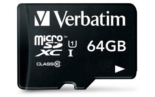 Carte microSDXC Verbatim Premium 64 Go avec adaptateur SD