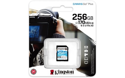 Carte SDXC Kingston Canvas Go Plus 256 Go, UHS-I, V30