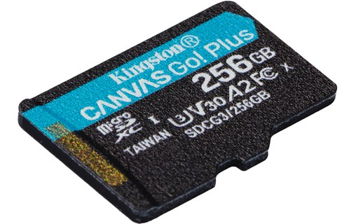 Carte microSDXC Kingston Canvas Go Plus 256 Go avec adaptateur SD, UHS-I, V30