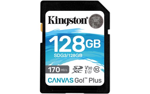 Carte SDXC Kingston Canvas Go Plus 128 Go, UHS-I, V30