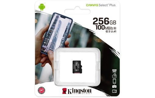 Carte microSDXC Kingston Canvas Select Plus 256 Go, UHS-I, V30