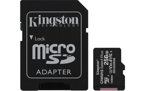 Carte microSDXC Kingston Canvas Select Plus 256 Go avec adaptateur SD, UHS-I
