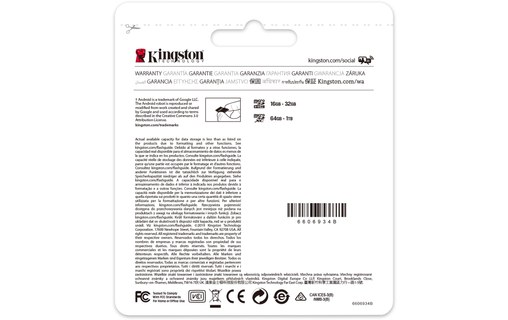 Carte microSDXC Kingston Canvas Select Plus 64 Go avec adaptateur SD, UHS-I, V10