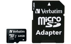 Carte microSDXC Verbatim Premium 64 Go avec adaptateur SD