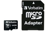 Carte microSDXC Verbatim Premium 64 Go avec adaptateur SD