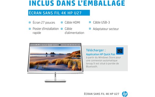 Écran 27" HP U27 - 4K HDMI/DisplayPort/DVI