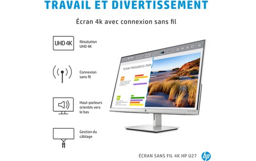 Écran 27" HP U27 - 4K HDMI/DisplayPort/DVI