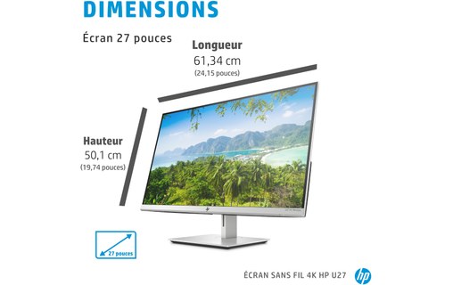 Écran 27" HP U27 - 4K HDMI/DisplayPort/DVI