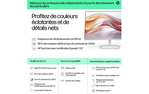 Écran 23,8" HP Série 5 524sf - HDMI/VGA