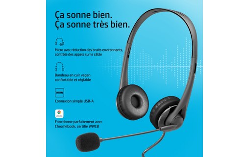 Micro-casque HP G2, Noir - USB