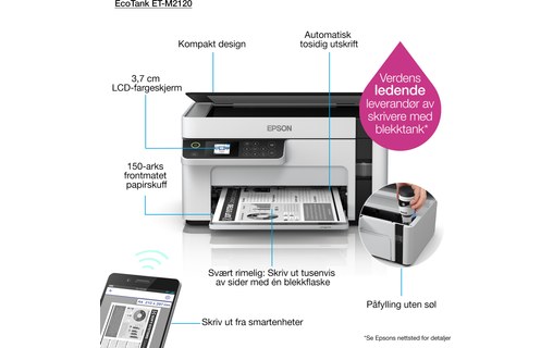 Imprimante multifonction Epson EcoTank ET-M2120 - WiFi, AirPrint
