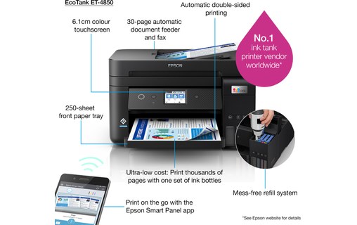 Imprimante multifonction Epson EcoTank ET-4850 / C11CJ60402 - WiFi, AirPrint