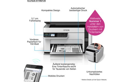 Imprimante multifonction Epson EcoTank ET-M2120 - WiFi, AirPrint