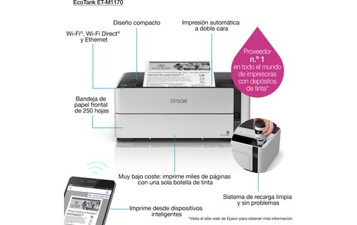Imprimante jet d'encre Epson EcoTank ET-M1170 - WiFi