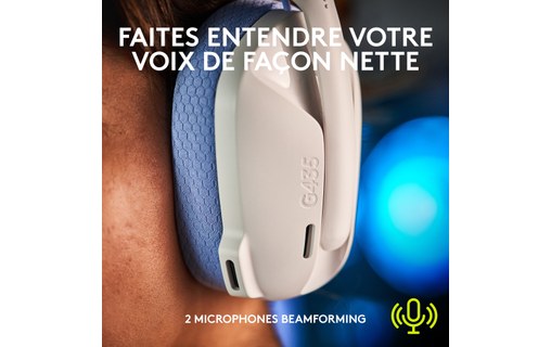 Casque gaming sans fil Logitech G435, Blanc - Bluetooth
