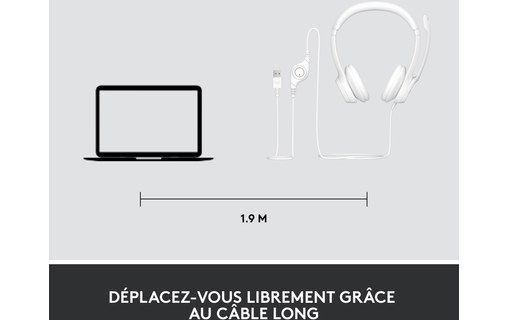 Micro-casque Logitech H390, Blanc - USB