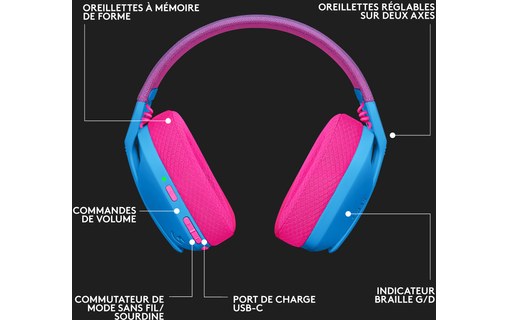 Casque gaming sans fil Logitech G435, Bleu - Bluetooth