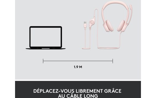 Micro-casque Logitech H390, Rose - USB