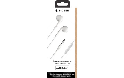 Écouteurs BigBen KPBOUTONJACKRW, Blanc