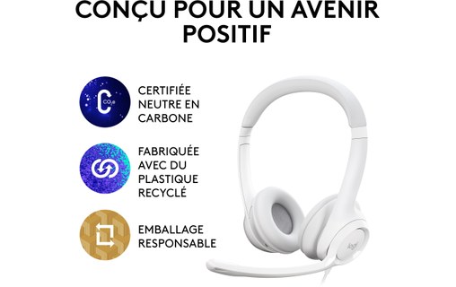 Micro-casque Logitech H390, Blanc - USB