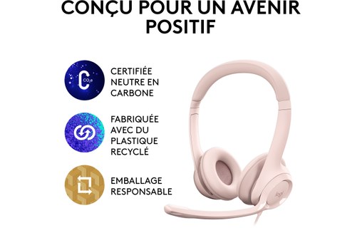 Micro-casque Logitech H390, Rose - USB