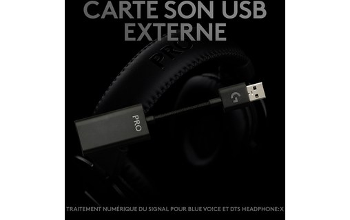 Casque gaming sans fil Logitech Pro X, Noir