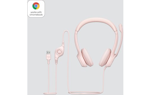 Micro-casque Logitech H390, Rose - USB